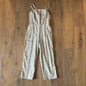 Old Navy Cream and Black Print Jumpsuit Size Small